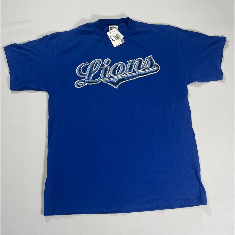 Vintage TULTEX Detroit Lions Game Day T-Shirt NFL Blue Men's Size Large